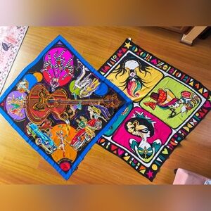 Rare Lot Of 2 Silk Scarves Bob Mackie Elvis masquerade NWOT